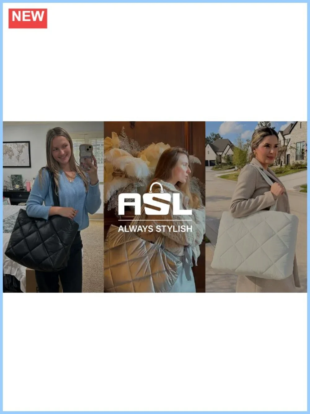 Women's 26L Quilted Puffer Tote Bag with Laptop Compartment and RFID Blocking